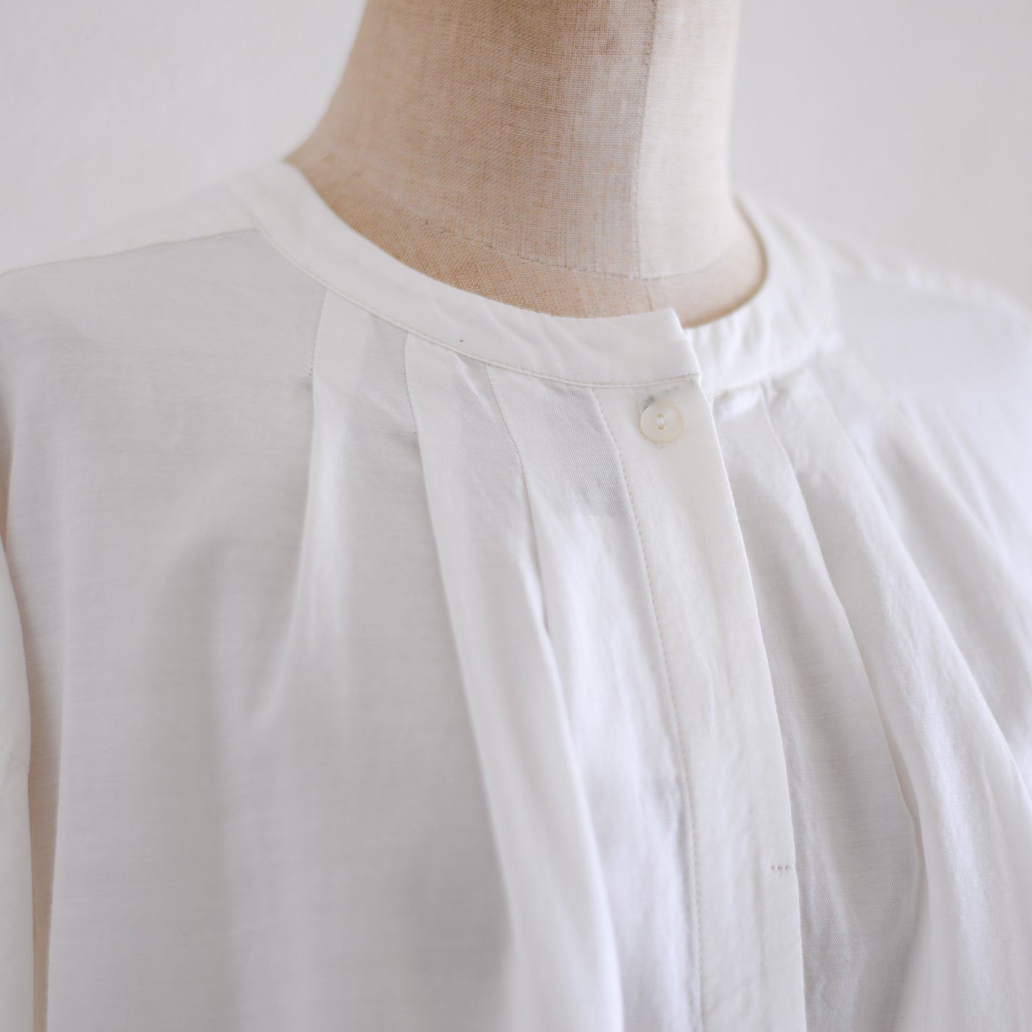 コットンキュプラウールピンタック2ウェイブラウス