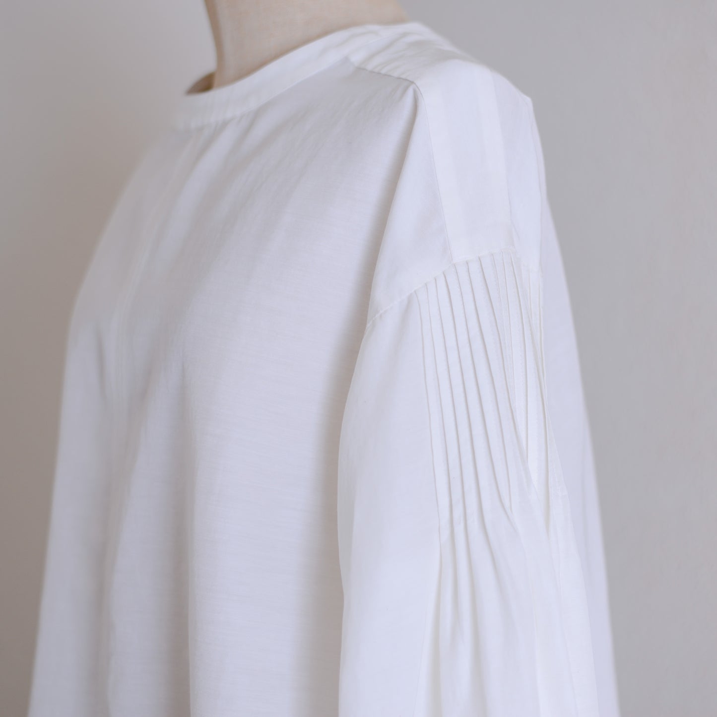 コットンキュプラウールピンタック2ウェイブラウス