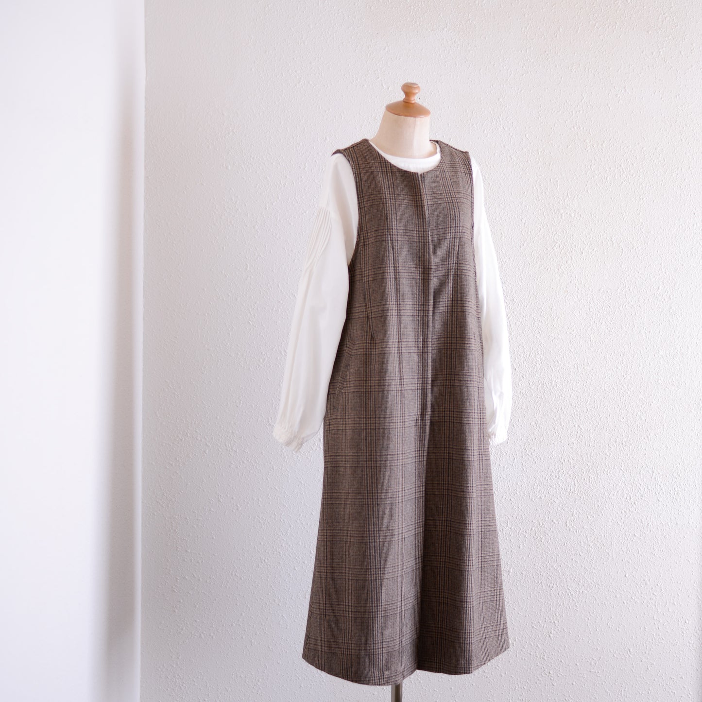 コットンキュプラウールピンタック2ウェイブラウス