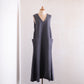 リネンVネックフレアジャンパースカート Charcoal Gray