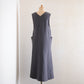 リネンVネックフレアジャンパースカート Charcoal Gray