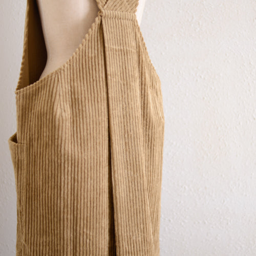 コットンコーデュロイVネックジャンパースカート Beige