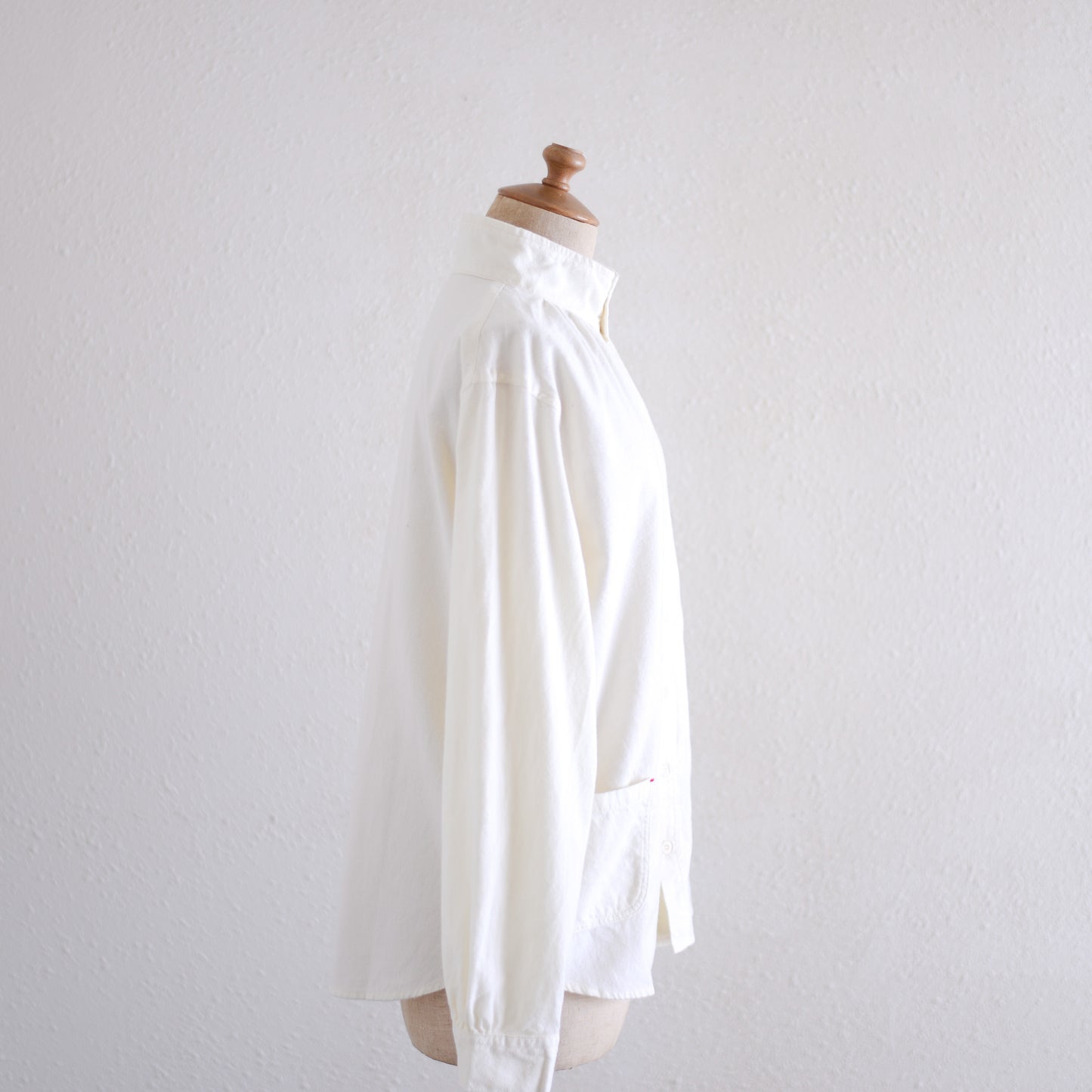 Brushed cotton high neck shirt Off White