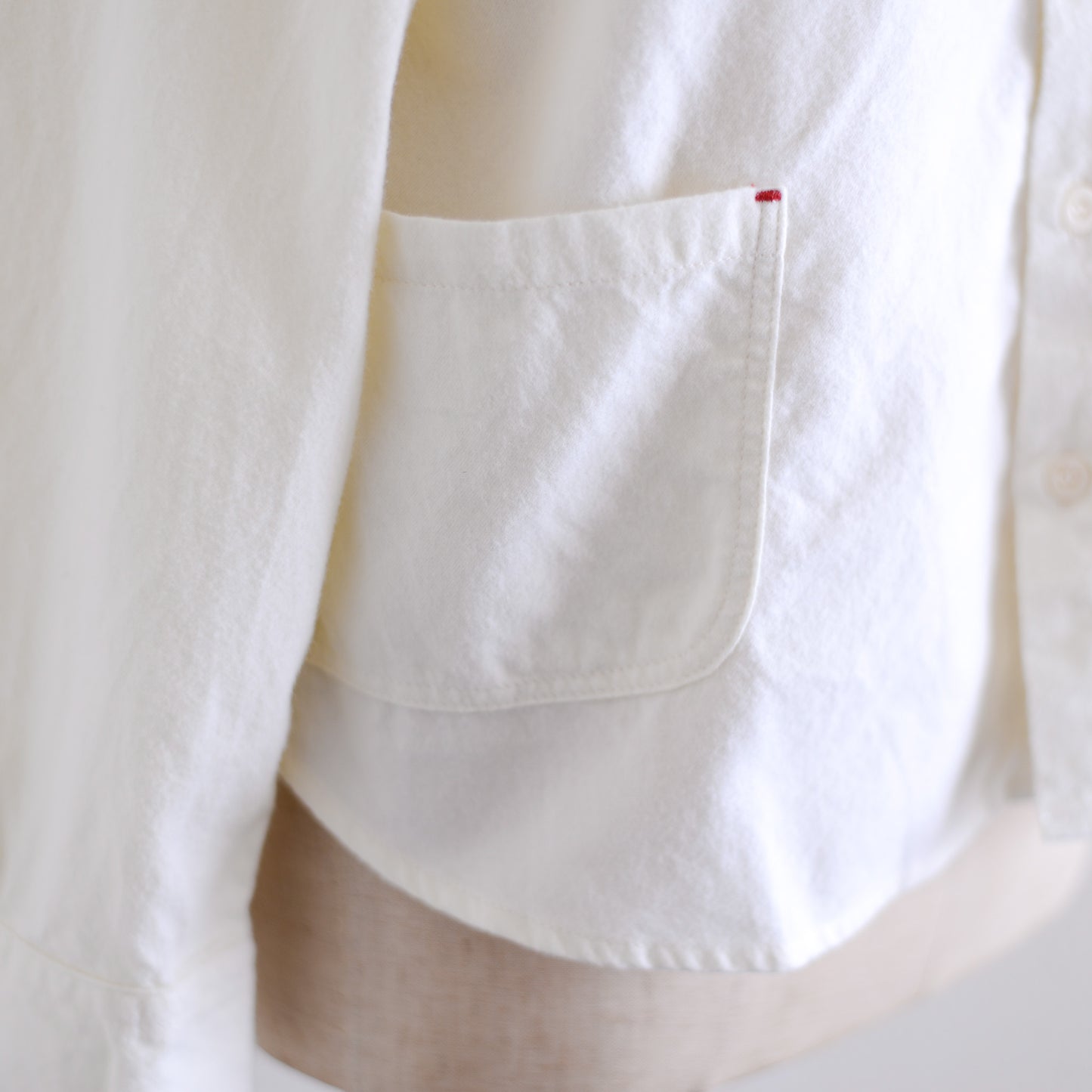 Brushed cotton high neck shirt Off White
