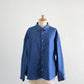 Cotton denim round collar shirt Blue