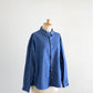 Cotton denim round collar shirt Blue