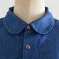 Cotton denim round collar shirt Blue