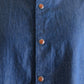 Cotton denim round collar shirt Blue