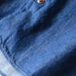Cotton denim round collar shirt Blue