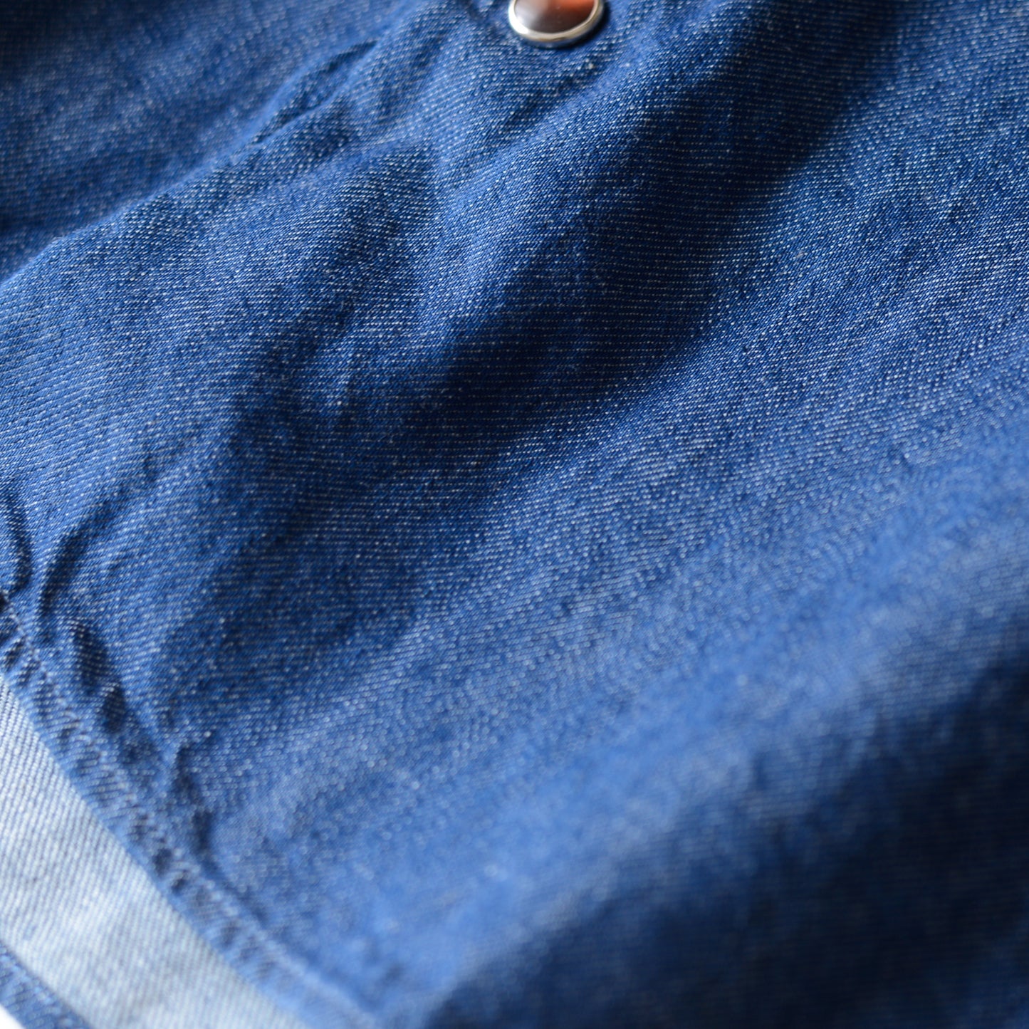 Cotton denim round collar shirt Blue