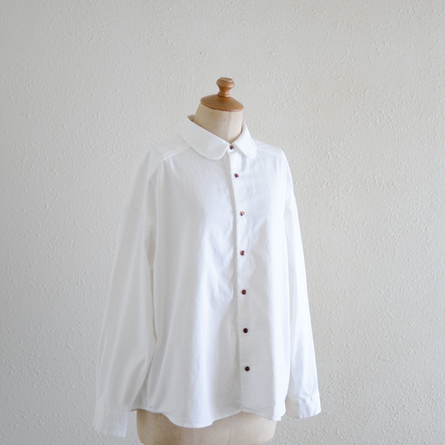 Cotton denim round collar shirt Off White