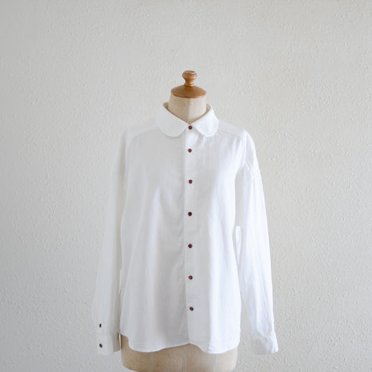 コットンデニムラウンドカラーシャツ Off White