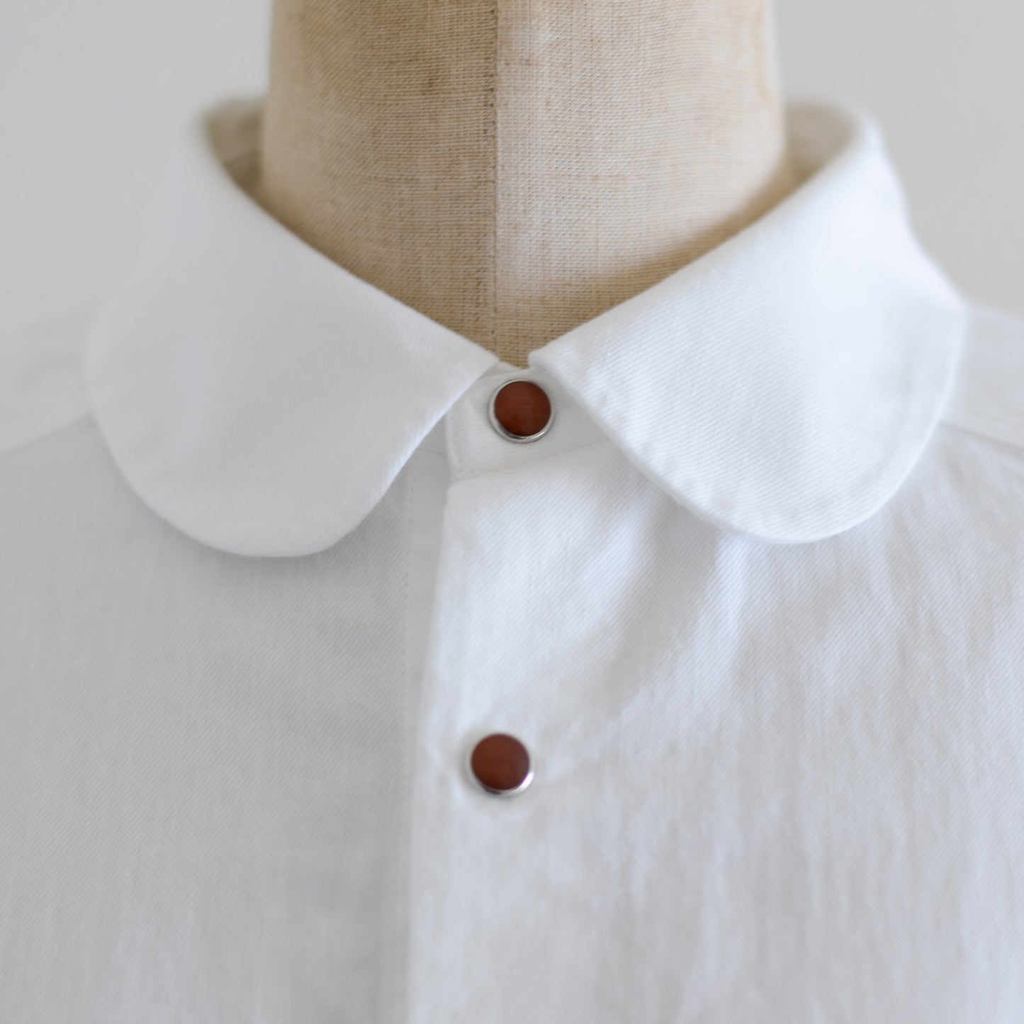 Cotton denim round collar shirt Off White