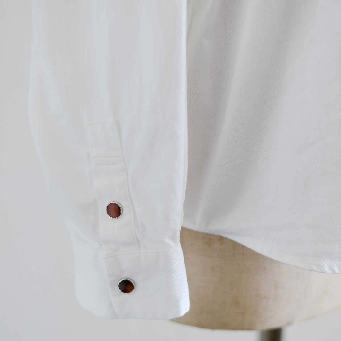 Cotton denim round collar shirt Off White