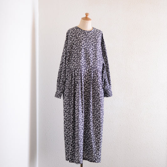 コットンキュプラフラワー２ウェイワンピース Black