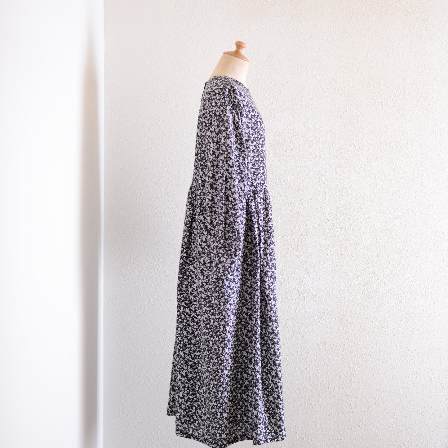 コットンキュプラフラワー２ウェイワンピース Black