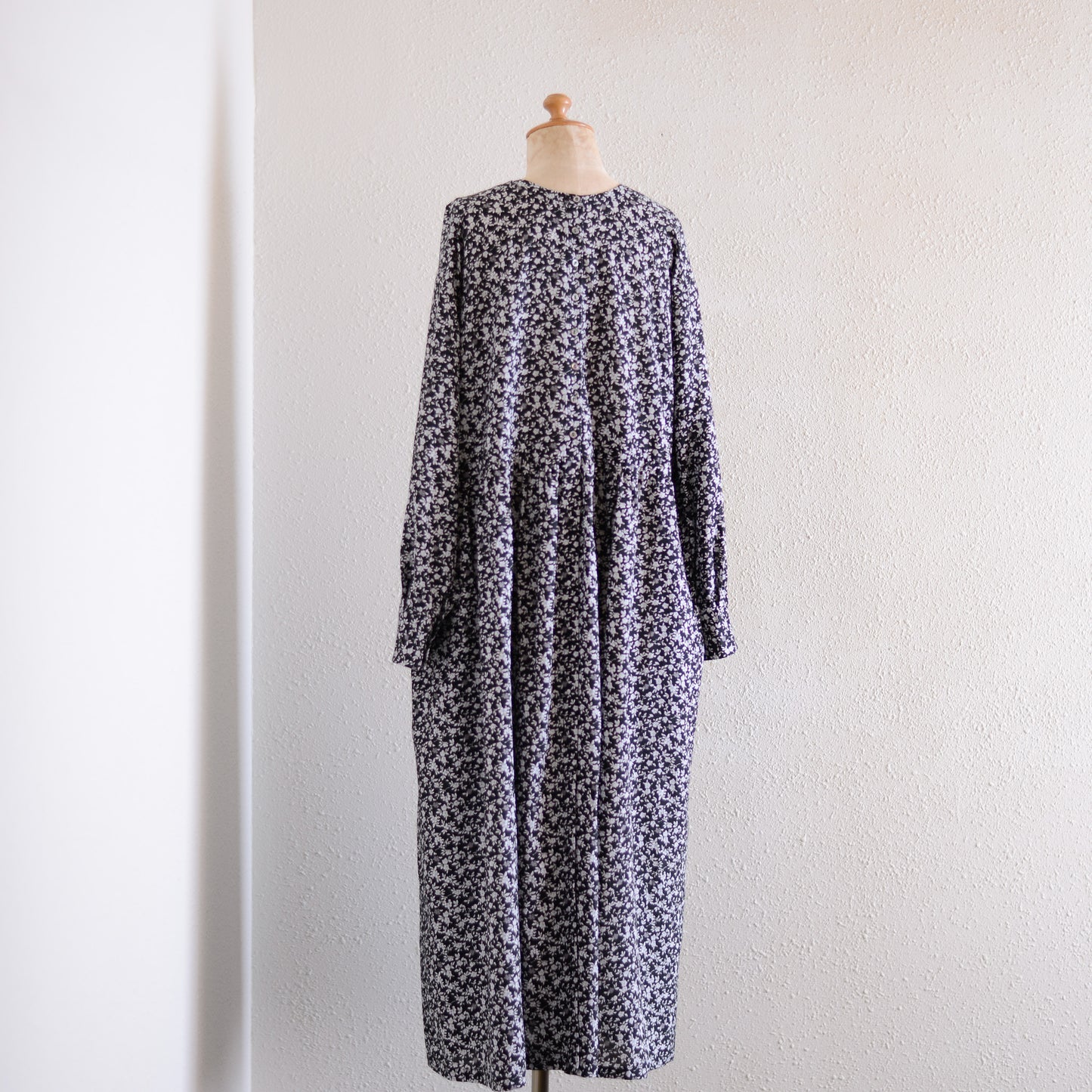 コットンキュプラフラワー２ウェイワンピース Black