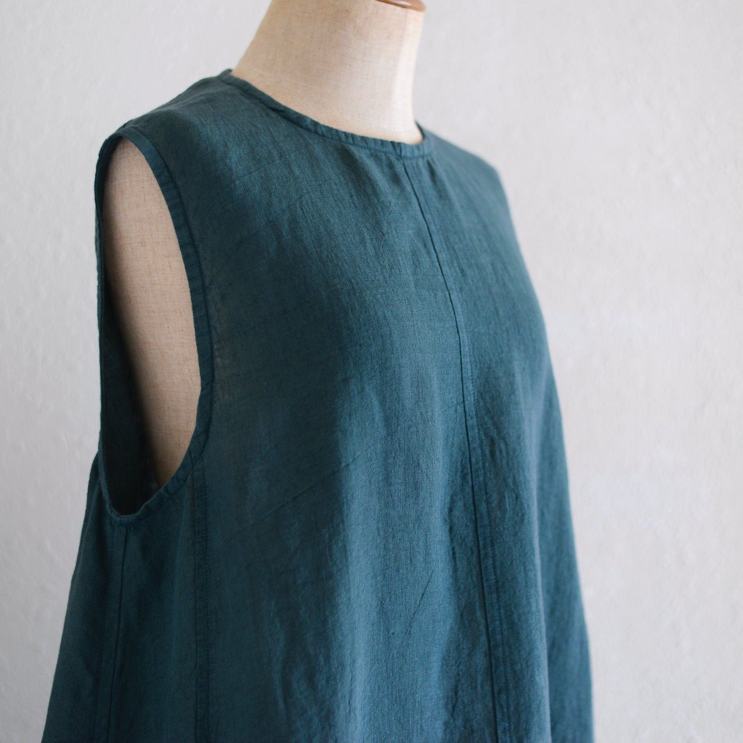リネンスリーブレスロングワンピース Green