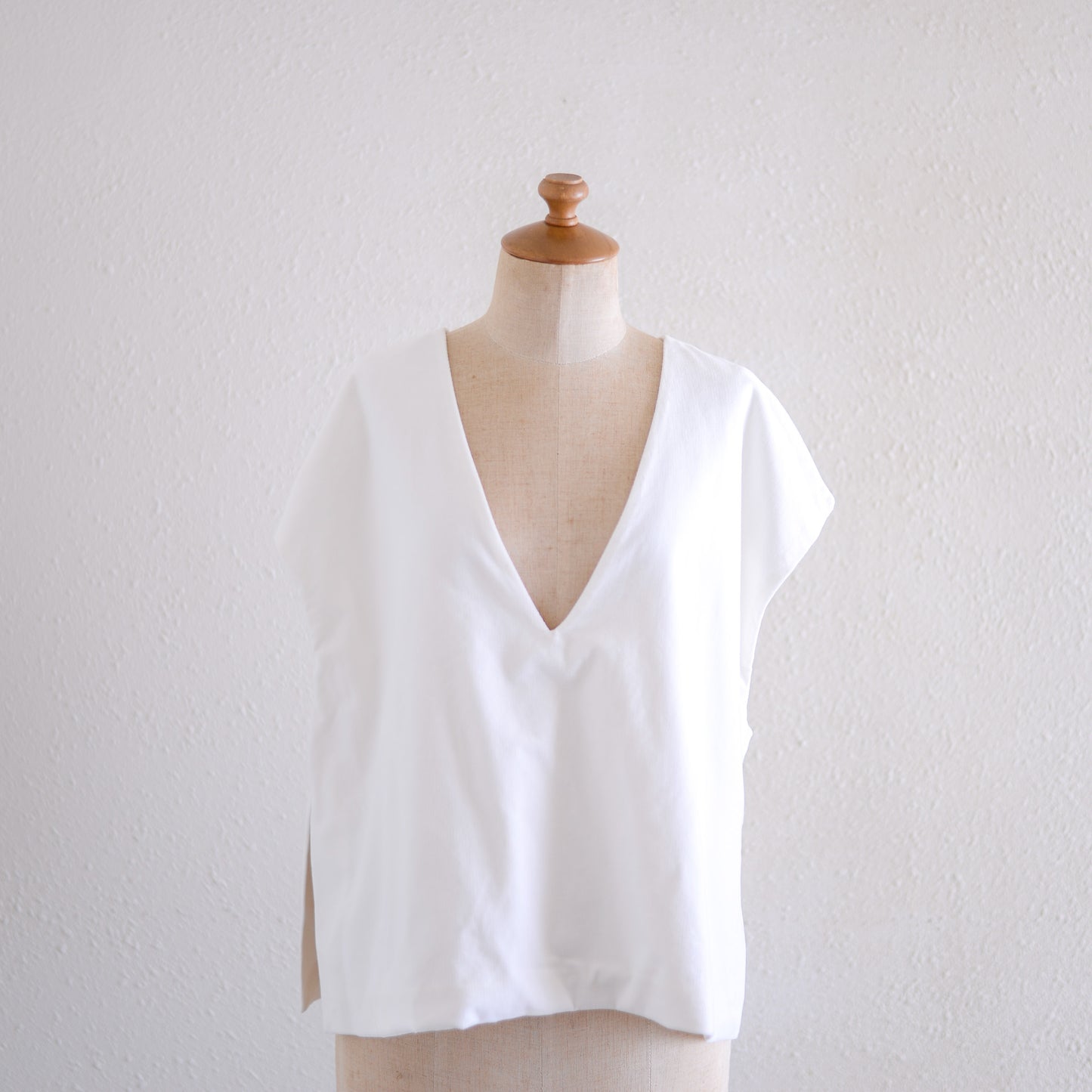 コットン２ウェイVネックベスト Off White