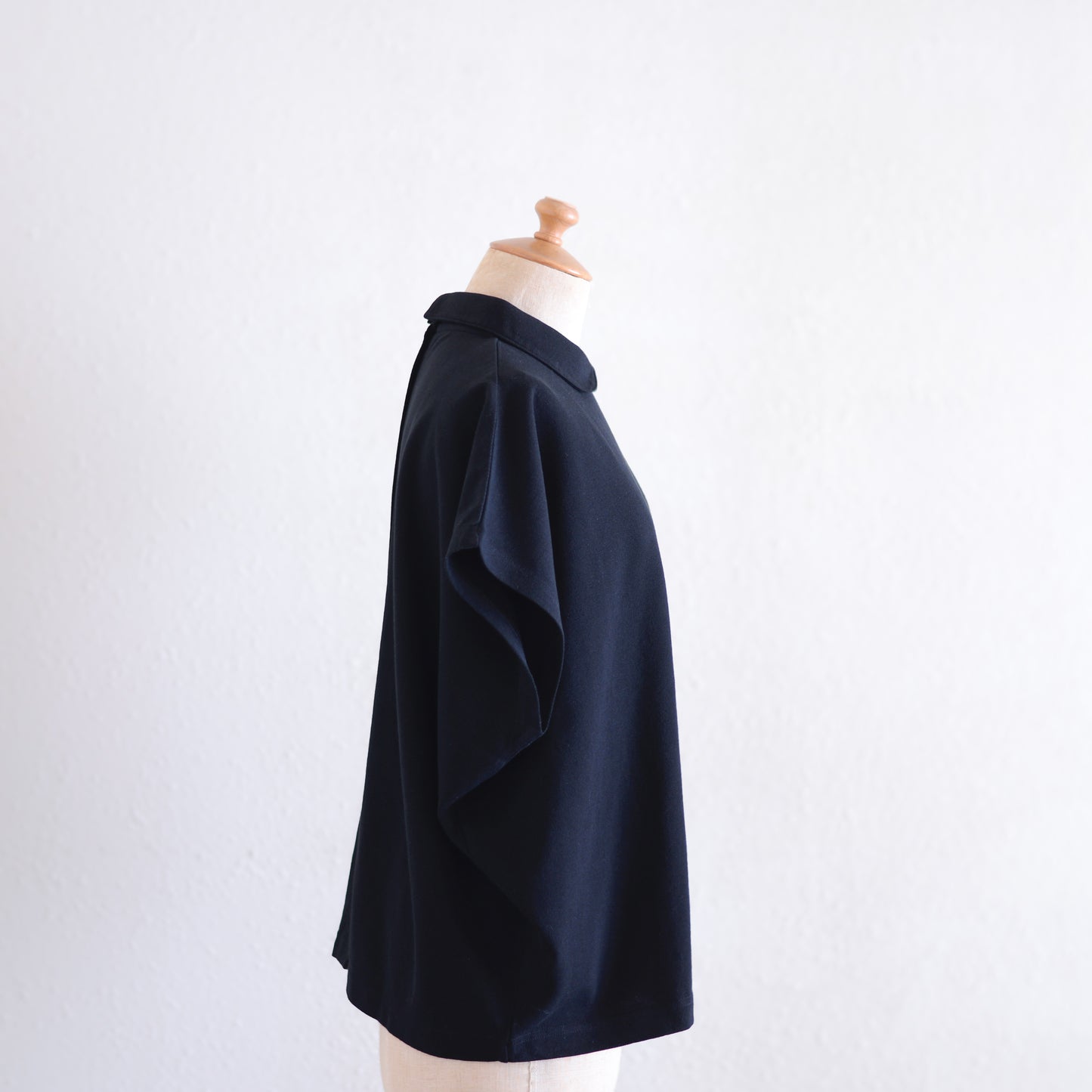 コットン鹿子ラウンドカラープルオーバー Black