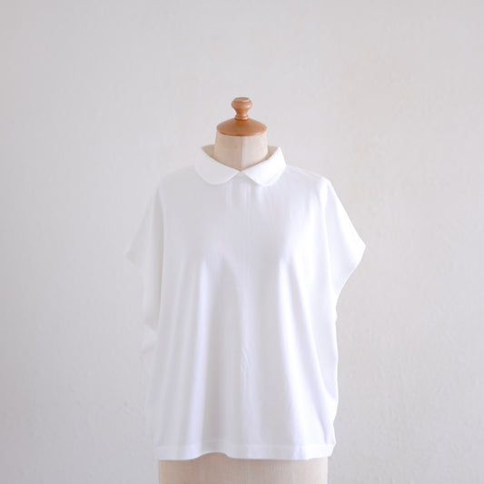 コットン鹿子ラウンドカラープルオーバー Off White