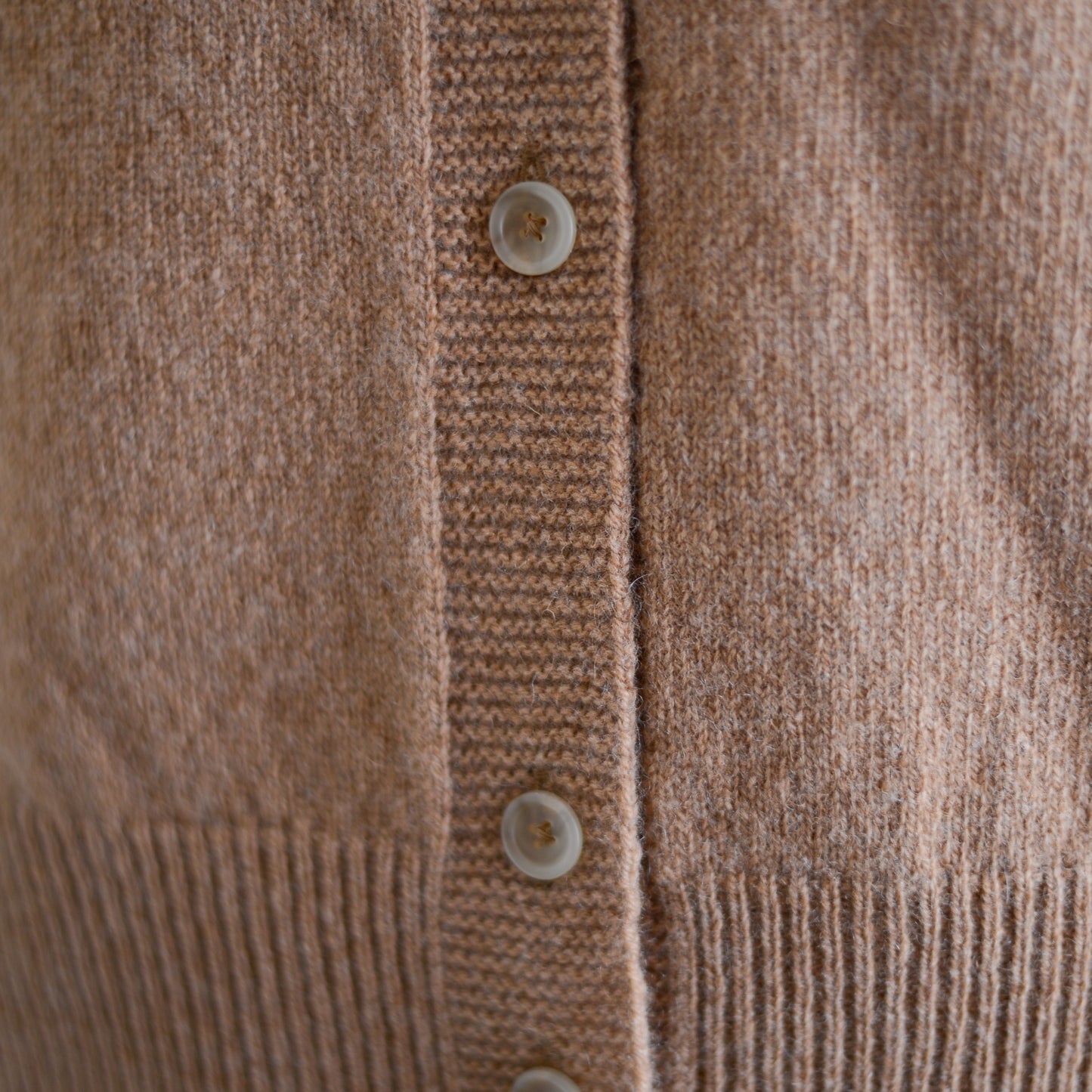 Wool and cashmere two-way cardigan in Camel