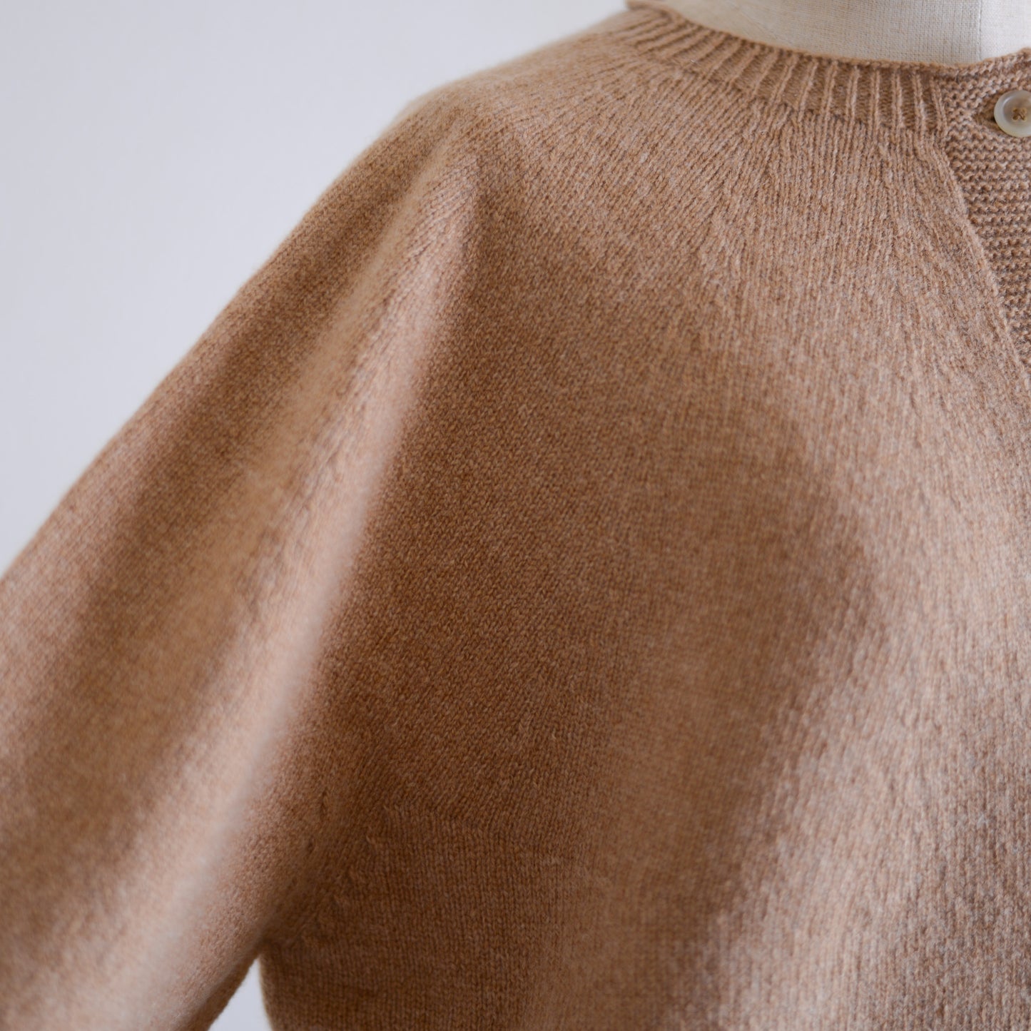 Wool and cashmere two-way cardigan in Camel