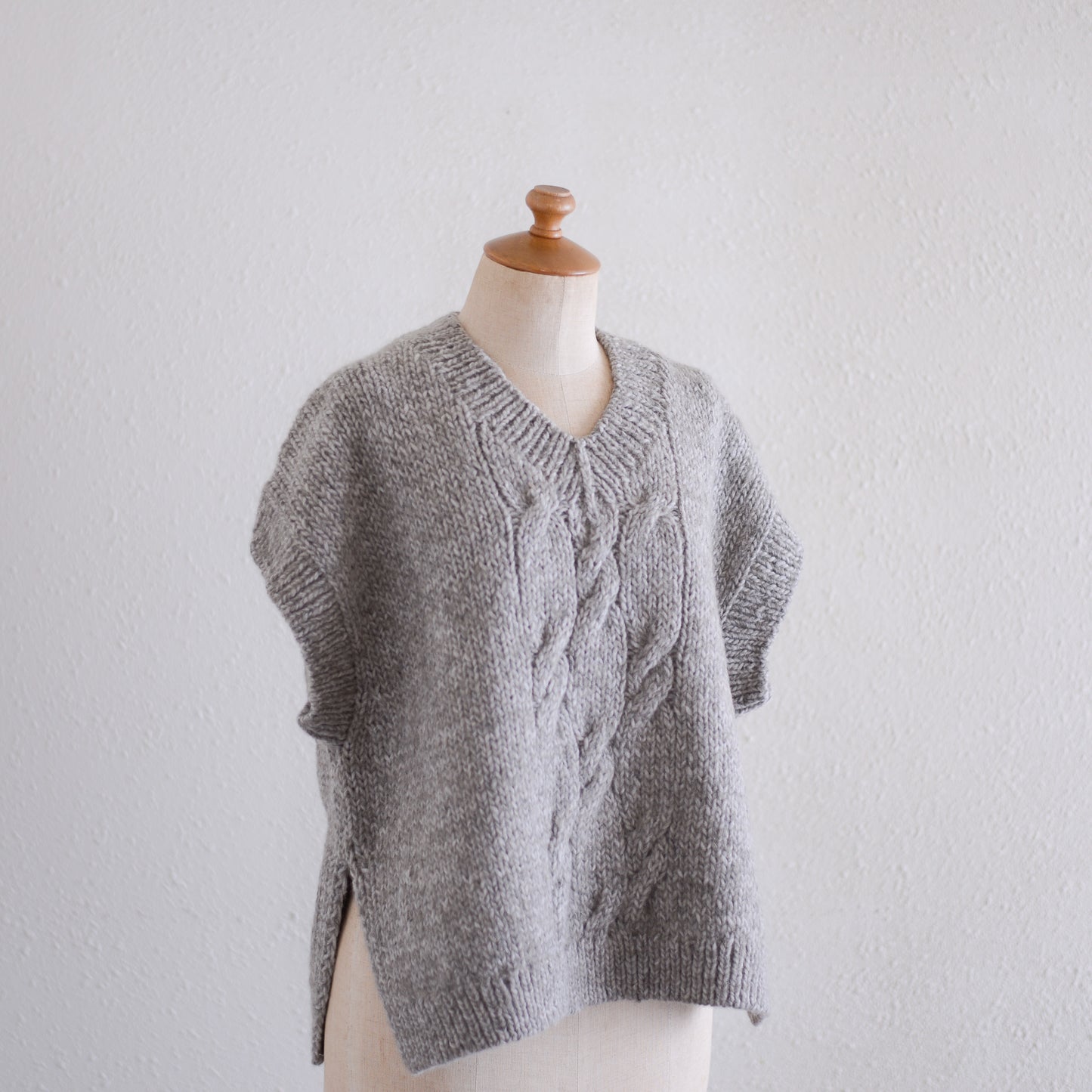 아기 알파카 케이블 조끼 브라운