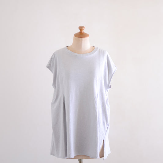 Cotton Linen Back Ribbon Pullover Light Gray