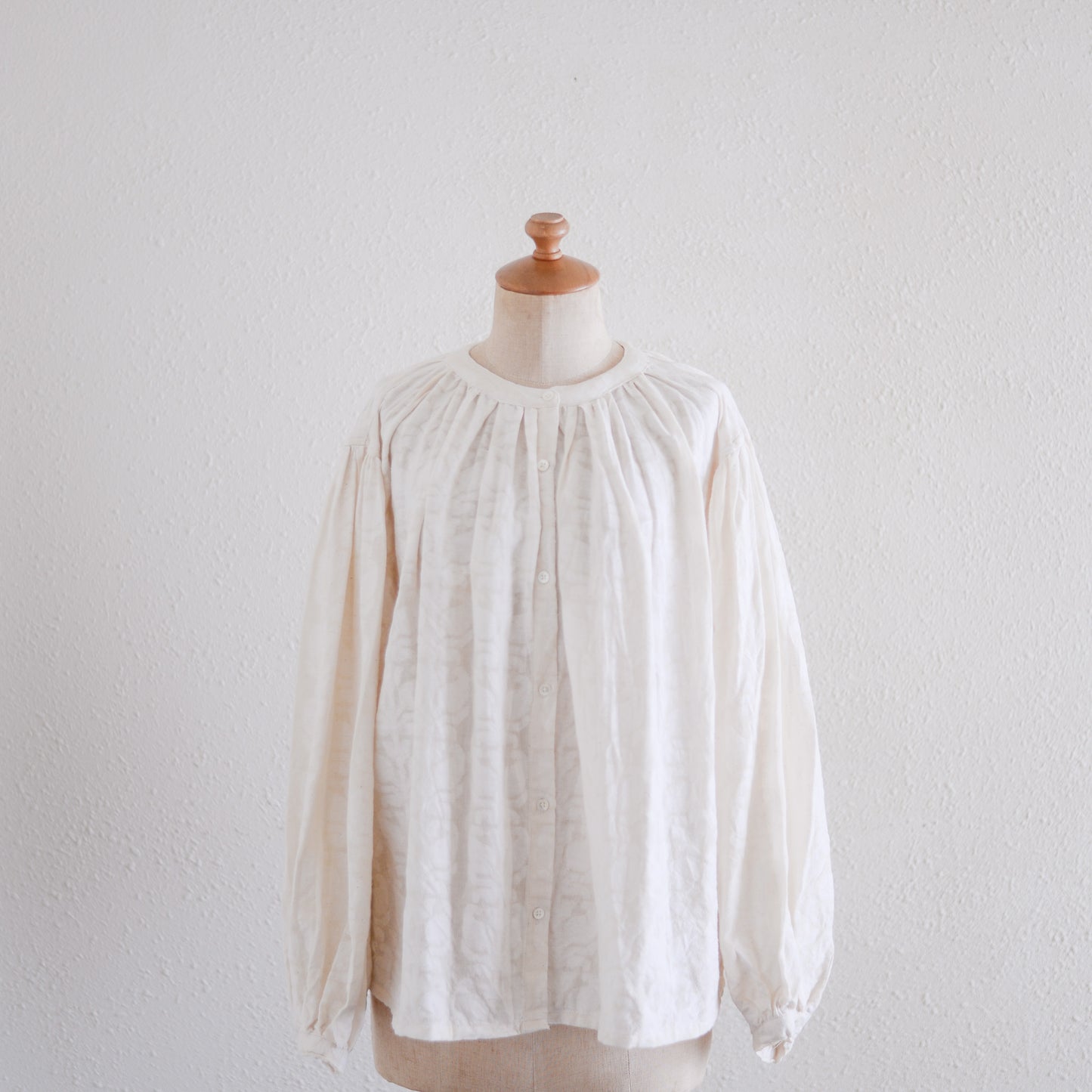 Cotton Jacquard Blouse, Natural
