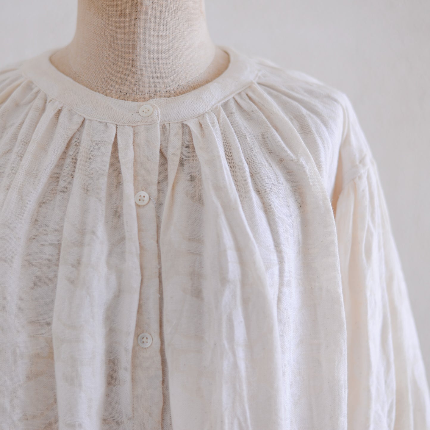 Cotton Jacquard Blouse, Natural