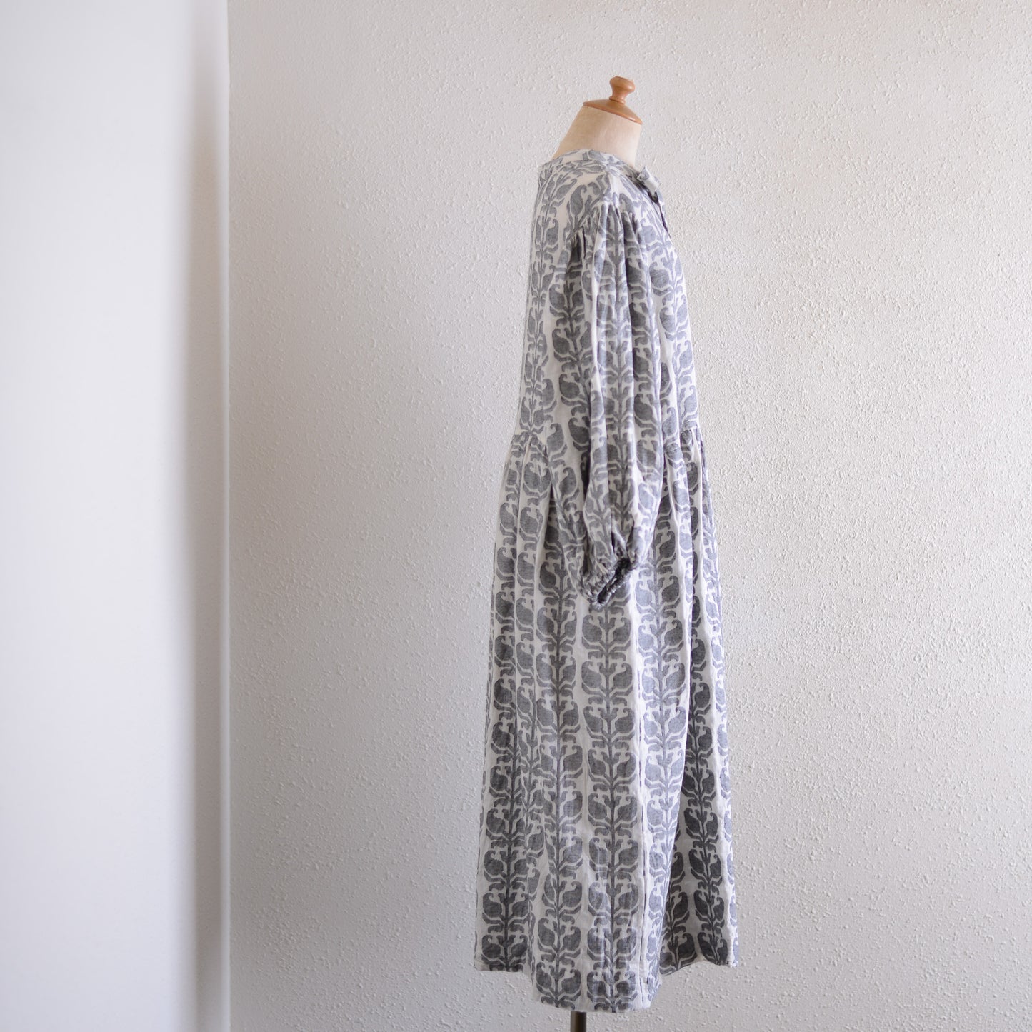 Cotton Jacquard Ribbon Dress, Natural x Black