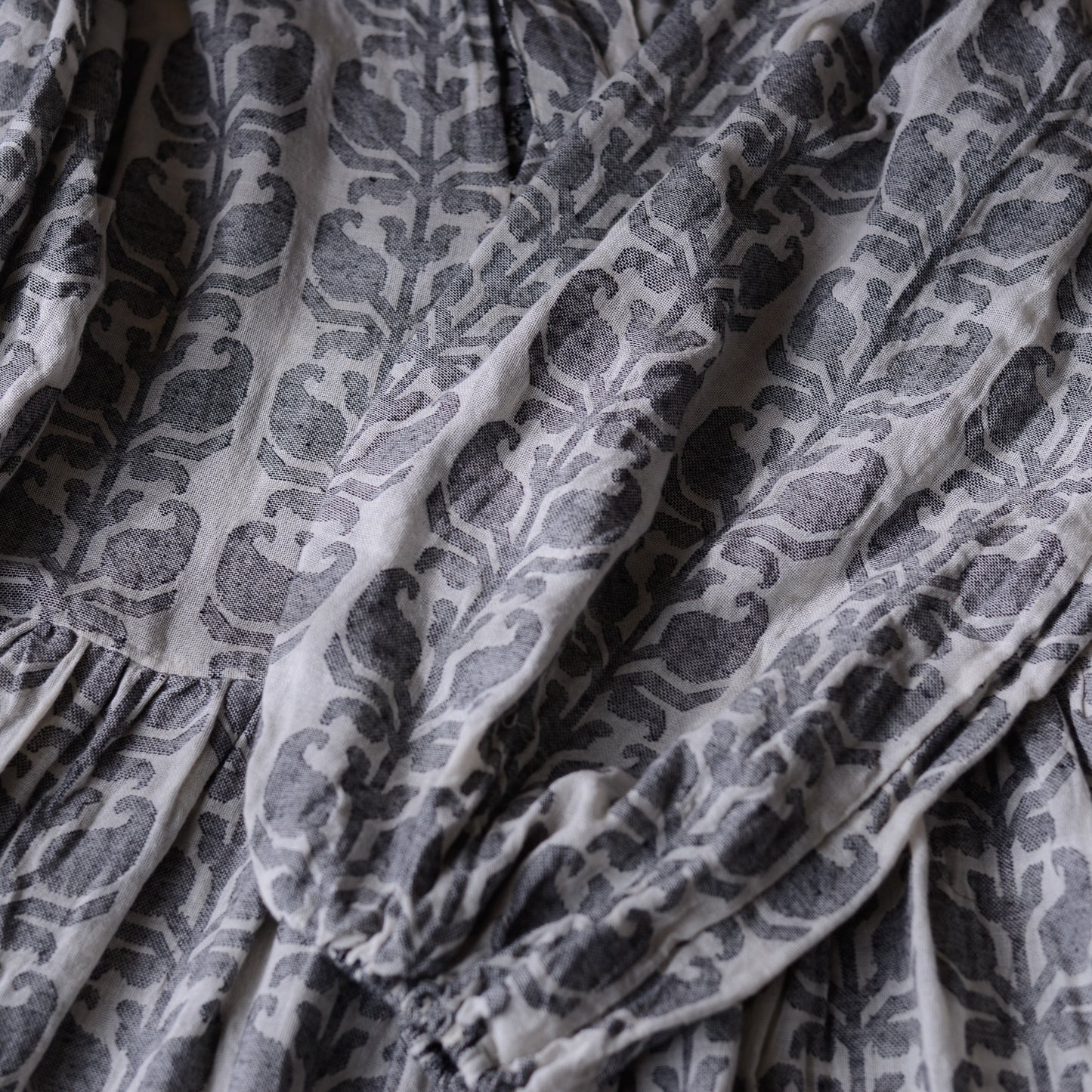 Cotton Jacquard Ribbon Dress, Natural x Black