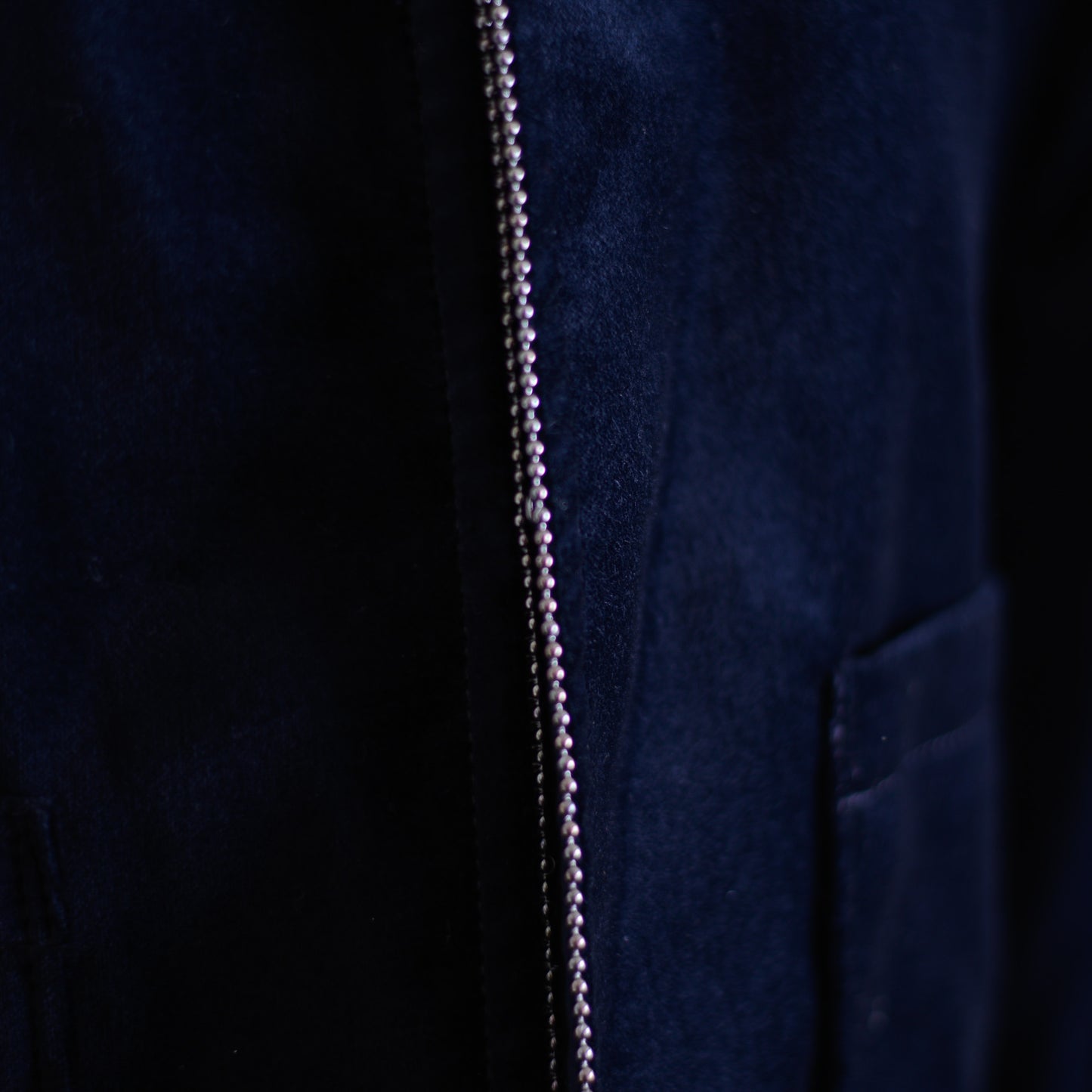 벨벳 개더 슬리브 짧은 재킷 Navy