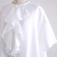 リネンラッフルショートスリーブブラウス  Off White
