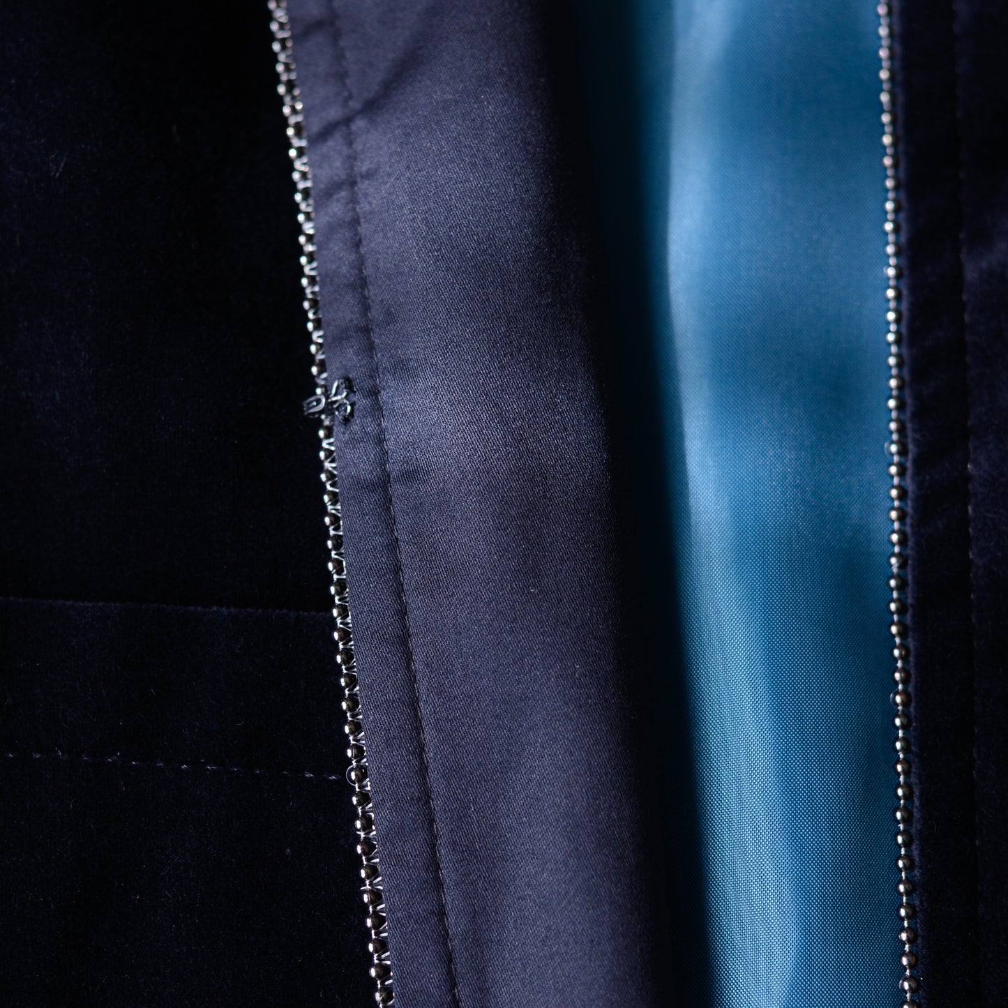 벨벳 개더 슬리브 짧은 재킷 Navy