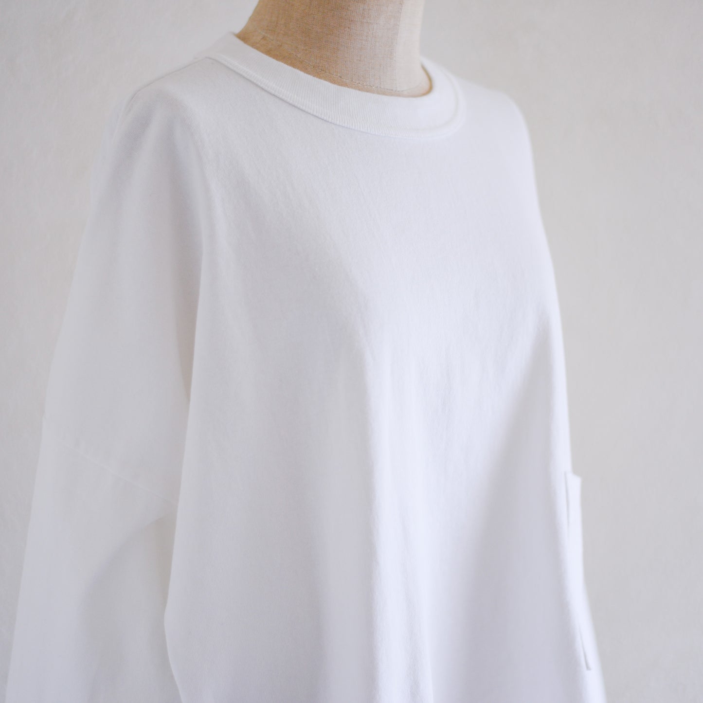 コットンドロップショルダーポケットTシャツ Off White