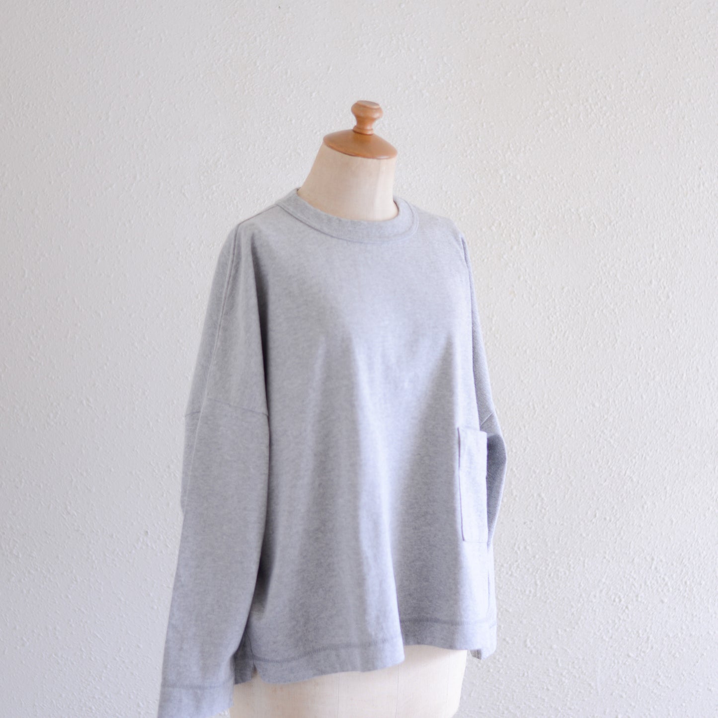 コットンドロップショルダーポケットTシャツ Gray