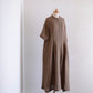 Linen Pleated Dress Mocha