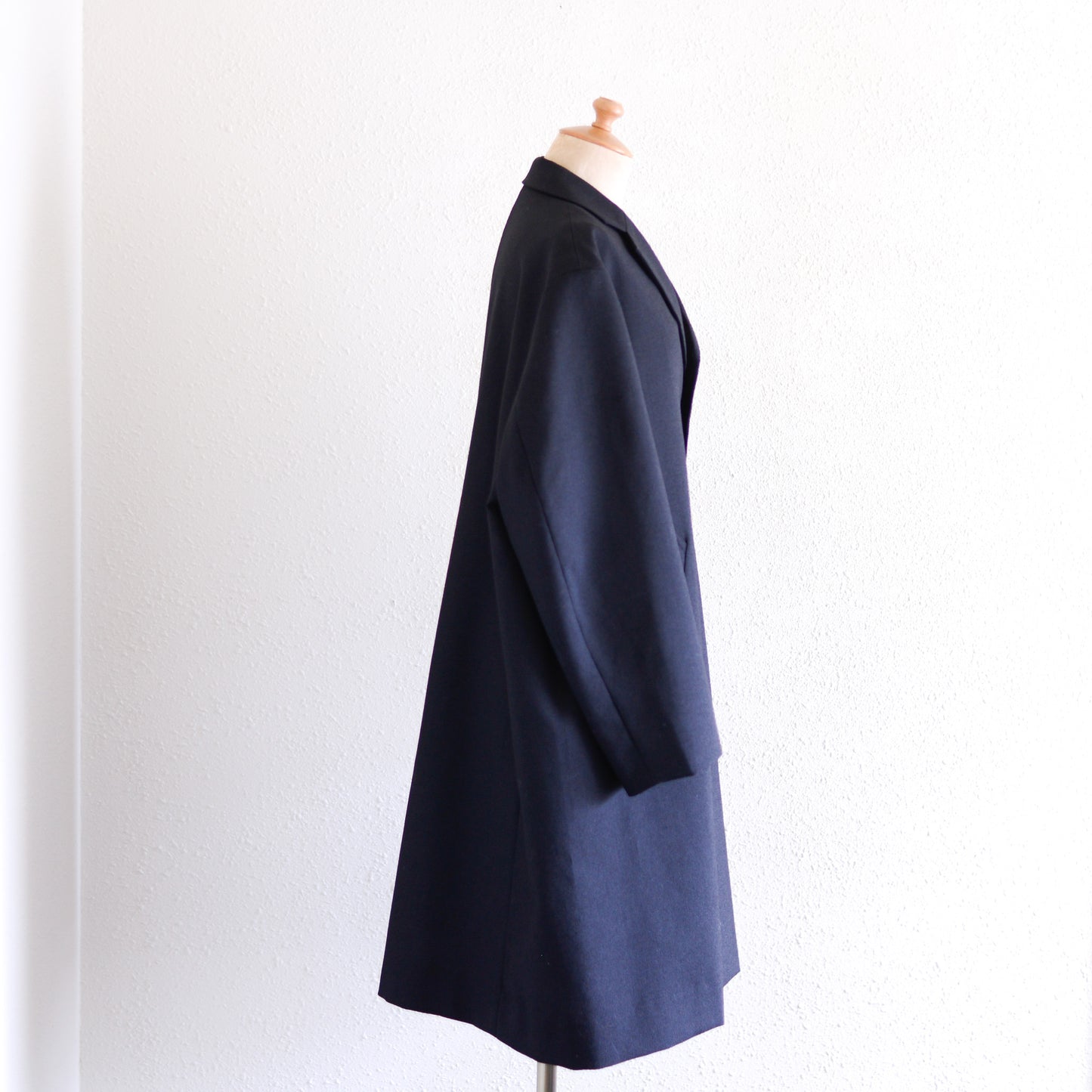 울 체스터 코트 블랙