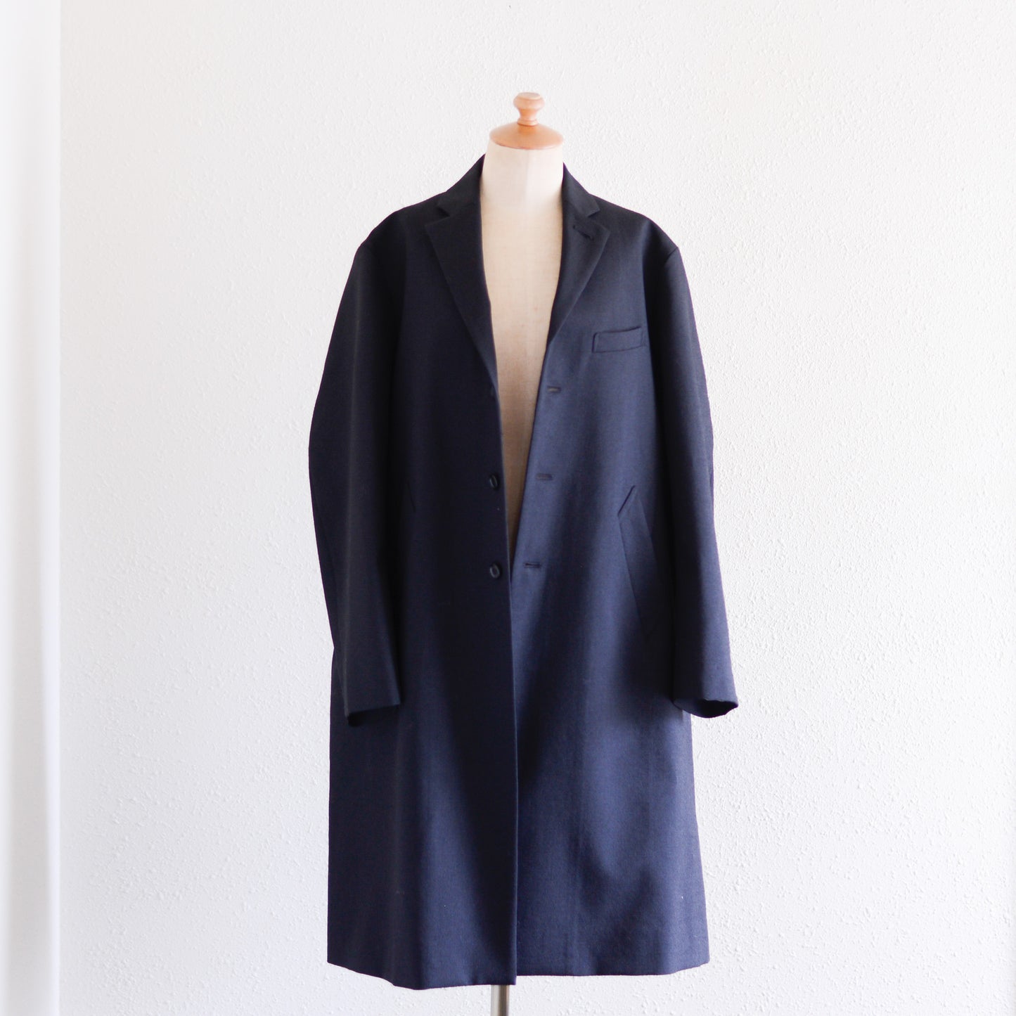 울 체스터 코트 블랙