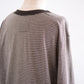 コットンリネン七分袖ボーダーTシャツ Brown