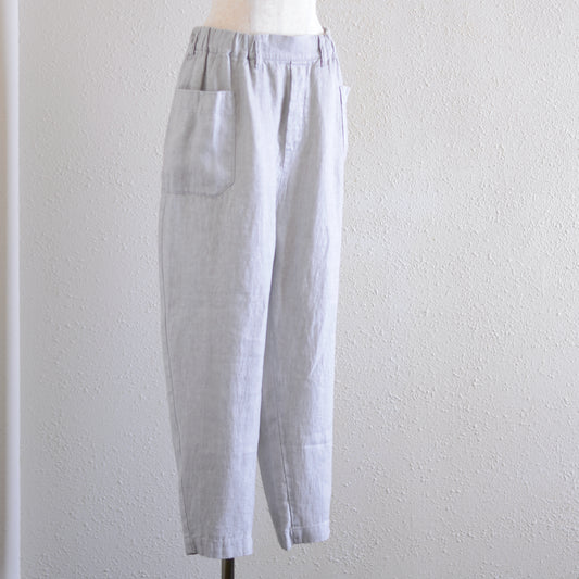 Linen Side Pocket Barrel Pants Gray