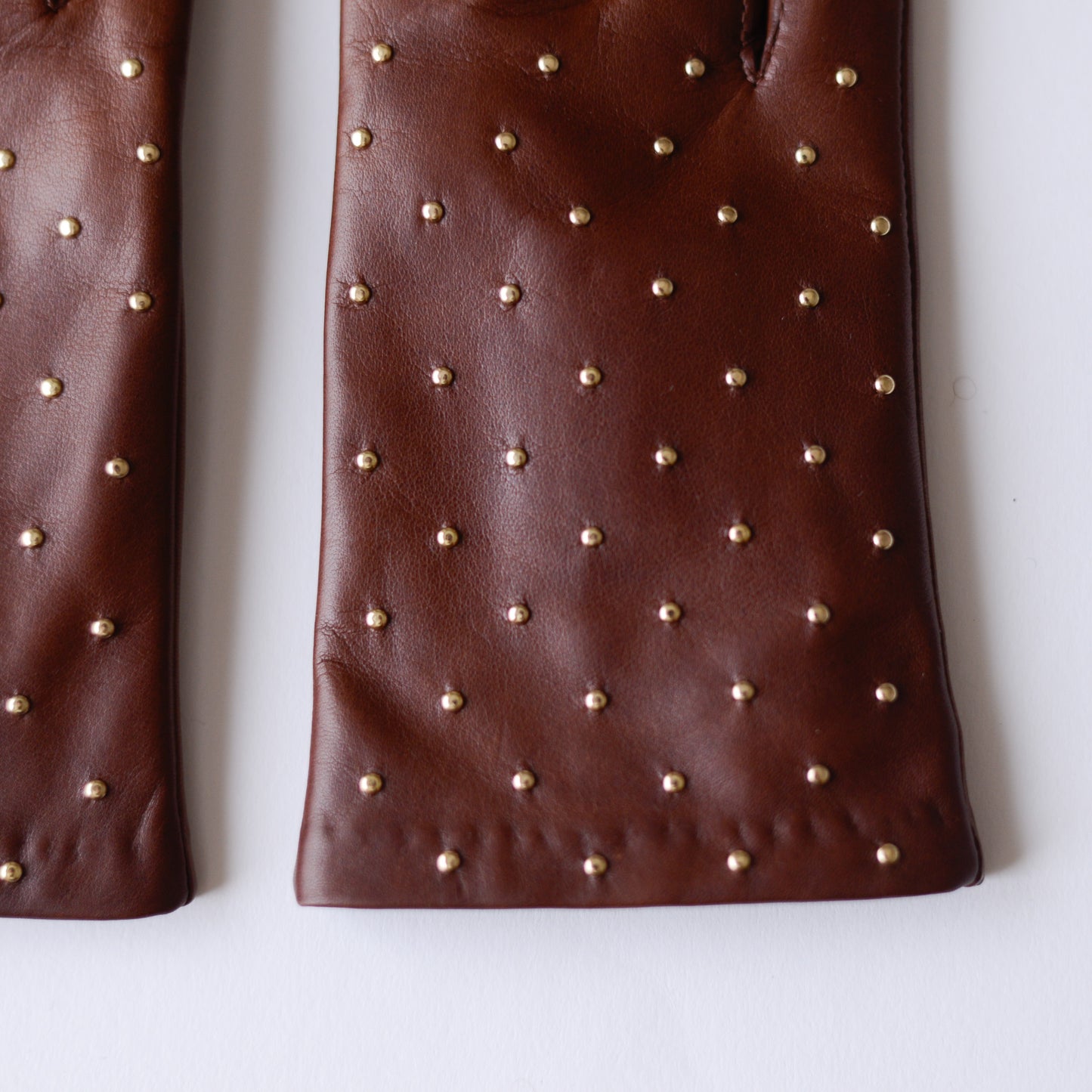 シルクライニングスタッズレザーグローブ Brown