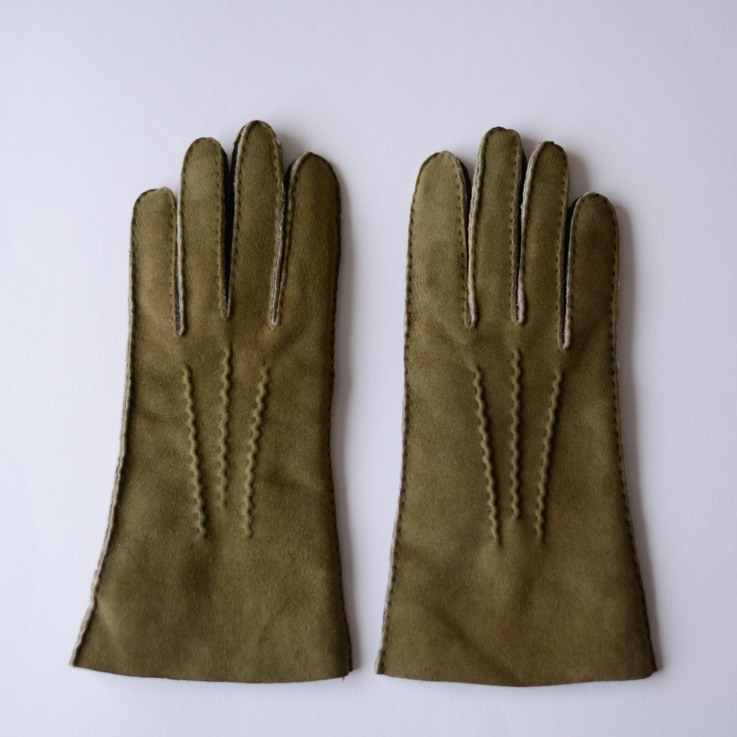 Khaki Curly Shearling Leather Gloves