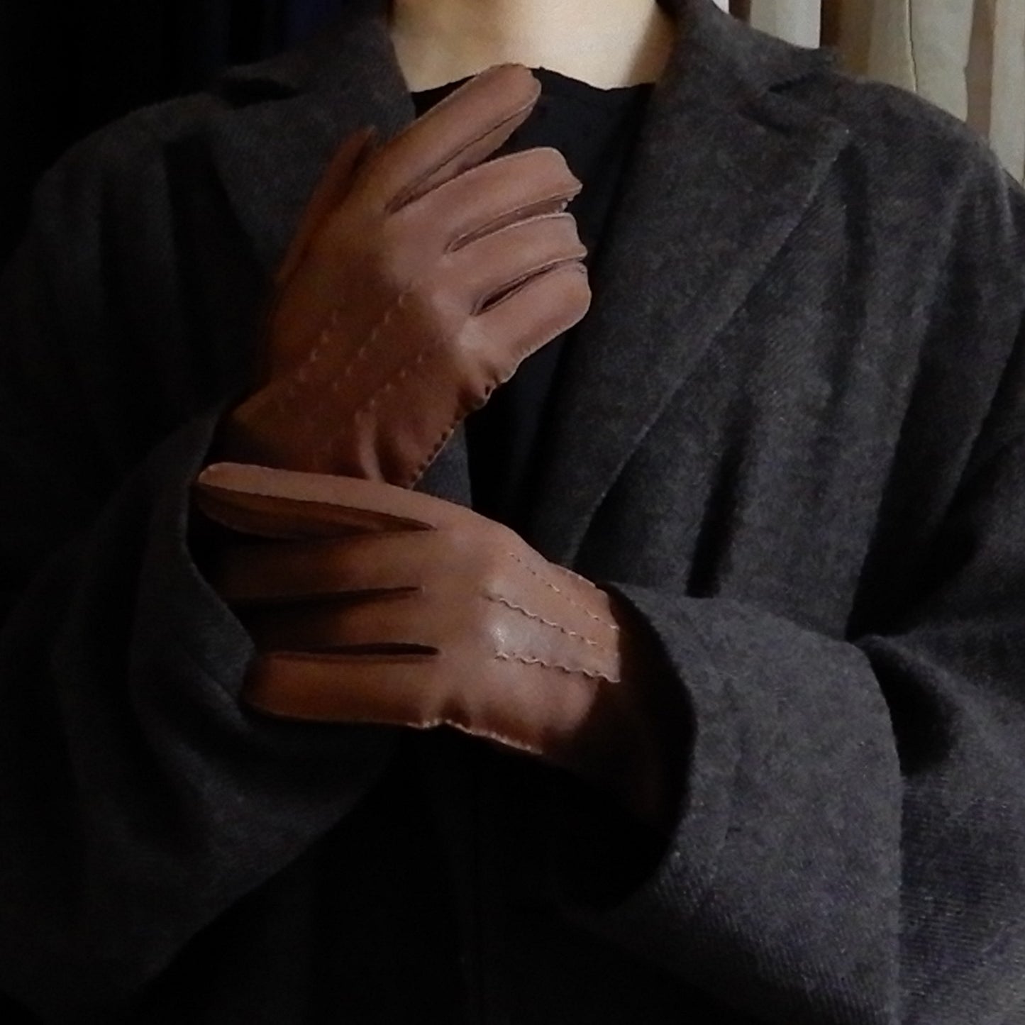 カシミアライニングディアレザーグローブ Brown