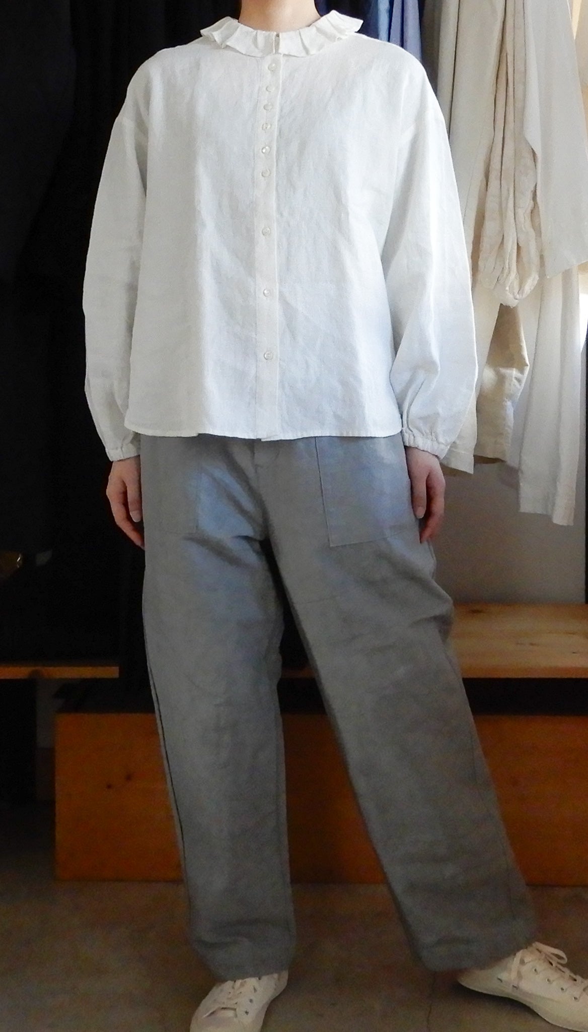 コットンリネンワークパンツ Gray