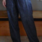 Linen cotton denim wide pants Indigo
