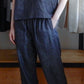 Linen cotton denim wide pants Indigo