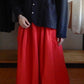 コットンリネンポケットギャザースカート Red